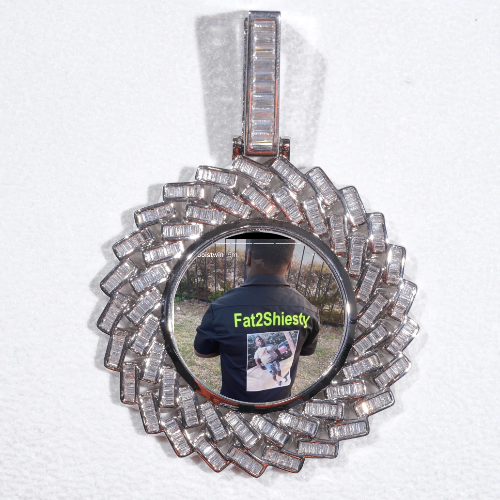 Large 3D Baguette Custom Picture Pendant