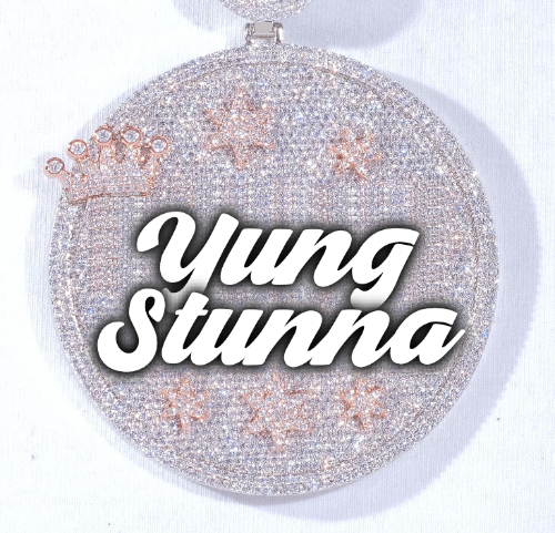 CUSTOM LETTER NECKLACE 3D BIG CROWN DISC