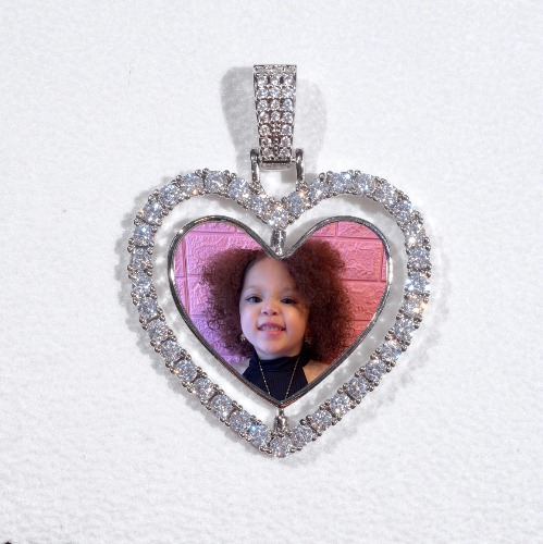 3D Spinning 2-Faced Heart Custom Picture Pendant
