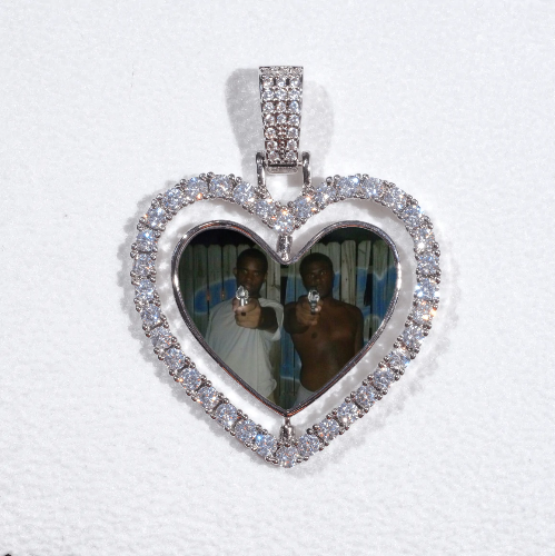 3D Spinning 2-Faced Heart Custom Picture Pendant