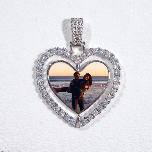 3D Spinning 2-Faced Heart Custom Picture Pendant