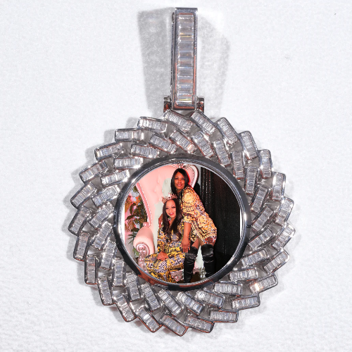 Large 3D Baguette Custom Picture Pendant