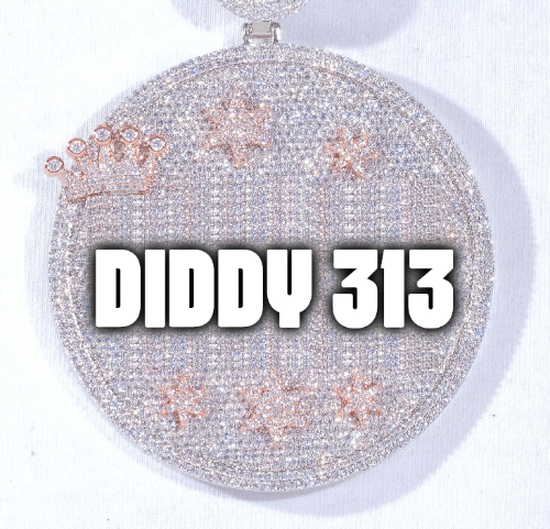 CUSTOM LETTER NECKLACE 3D BIG CROWN DISC
