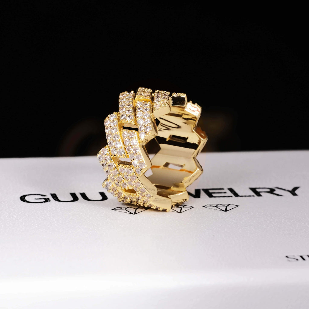 14MM Iced Prong Cuban Ring - The GUU Shop