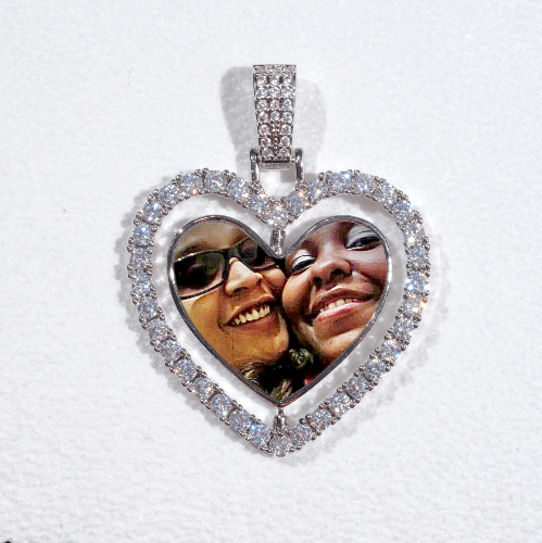 3D Spinning 2-Faced Heart Custom Picture Pendant
