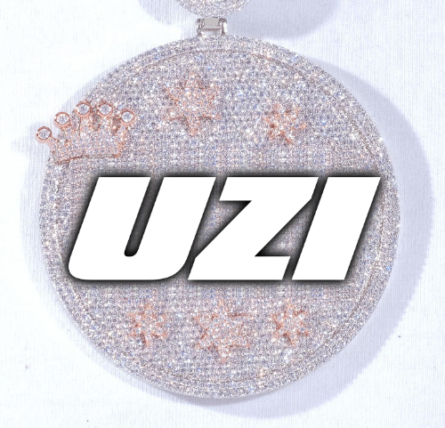 CUSTOM LETTER NECKLACE 3D BIG CROWN DISC