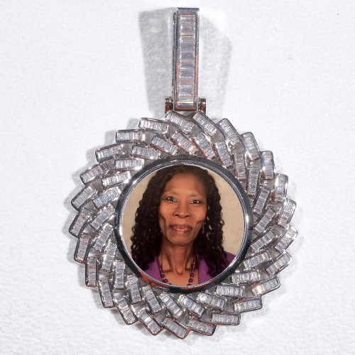 Large 3D Baguette Custom Picture Pendant
