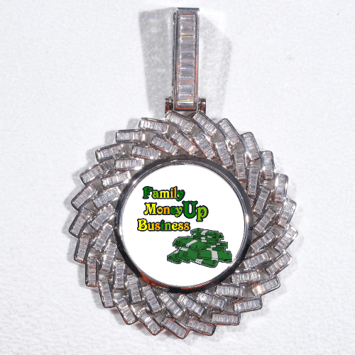 Large 3D Baguette Custom Picture Pendant