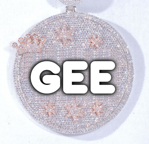 CUSTOM LETTER NECKLACE 3D BIG CROWN DISC