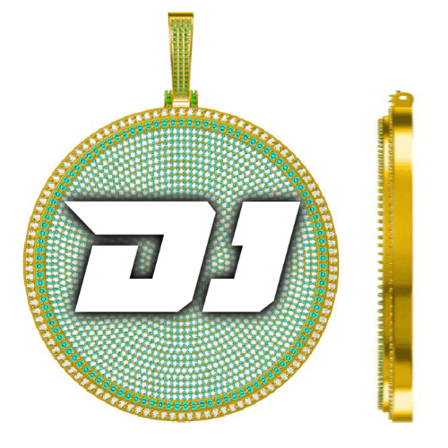 CUSTOM LETTER NECKLACE 3D BIG DISC