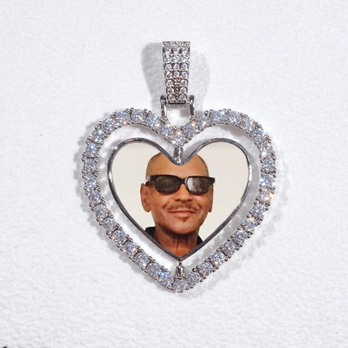 3D Spinning 2-Faced Heart Custom Picture Pendant