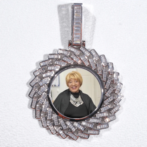 Large 3D Baguette Custom Picture Pendant
