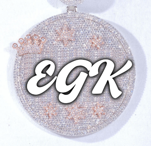 CUSTOM LETTER NECKLACE 3D BIG CROWN DISC