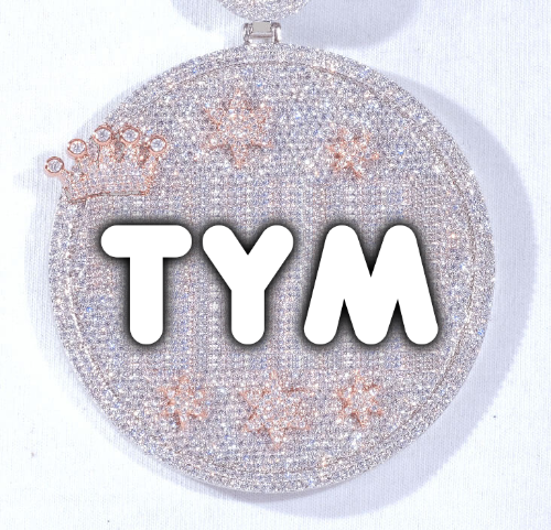 CUSTOM LETTER NECKLACE 3D BIG CROWN DISC