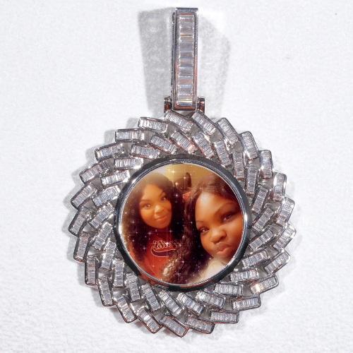 Large 3D Baguette Custom Picture Pendant