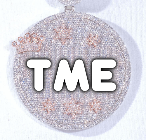 CUSTOM LETTER NECKLACE 3D BIG CROWN DISC