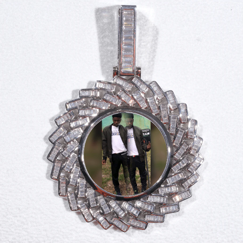 Large 3D Baguette Custom Picture Pendant