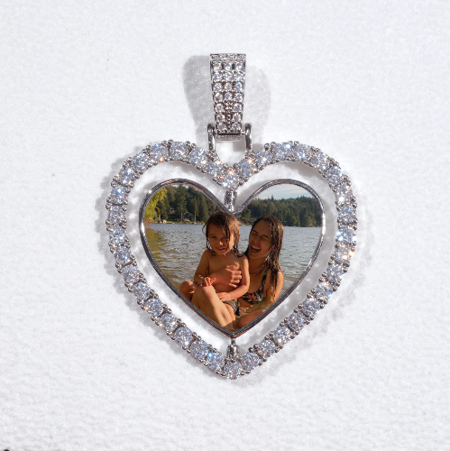 3D Spinning 2-Faced Heart Custom Picture Pendant