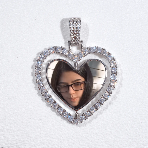 3D Spinning 2-Faced Heart Custom Picture Pendant