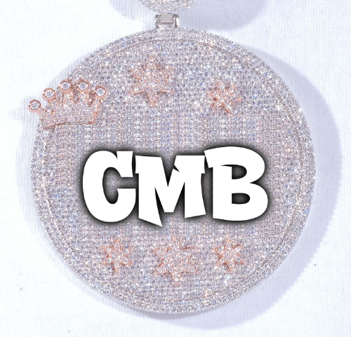 CUSTOM LETTER NECKLACE 3D BIG CROWN DISC