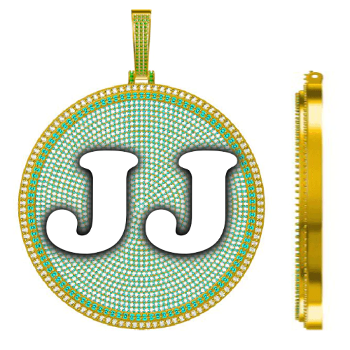 CUSTOM LETTER NECKLACE 3D BIG DISC