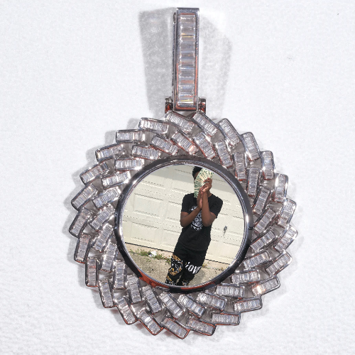 Large 3D Baguette Custom Picture Pendant
