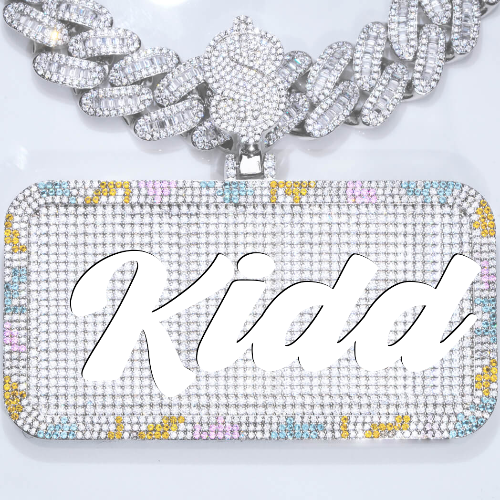 CUSTOM LETTER NECKLACE 3D COLORFUL SQUARE