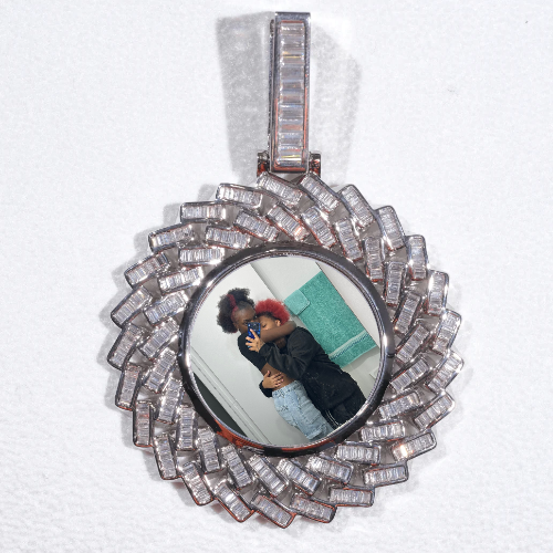 Large 3D Baguette Custom Picture Pendant