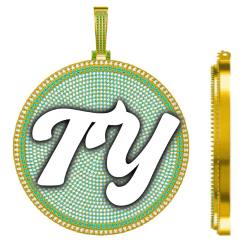 CUSTOM LETTER NECKLACE 3D BIG DISC