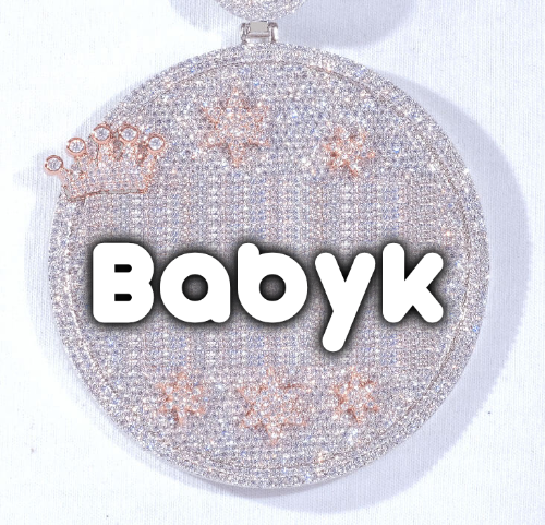 CUSTOM LETTER NECKLACE 3D BIG CROWN DISC