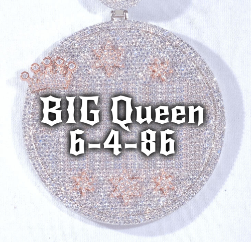 CUSTOM LETTER NECKLACE 3D BIG CROWN DISC