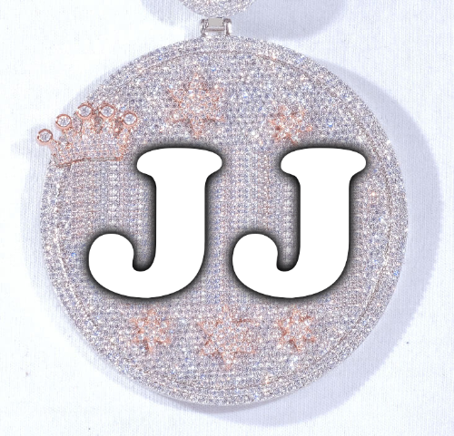 CUSTOM LETTER NECKLACE 3D BIG CROWN DISC