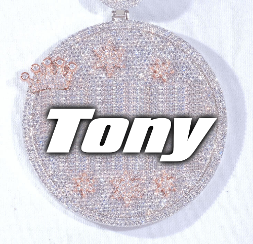 CUSTOM LETTER NECKLACE 3D BIG CROWN DISC