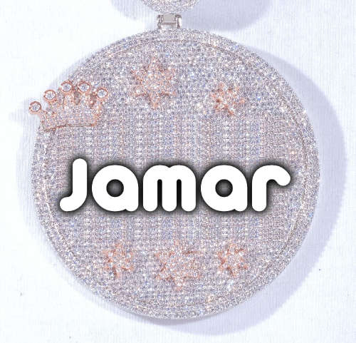 CUSTOM LETTER NECKLACE 3D BIG CROWN DISC