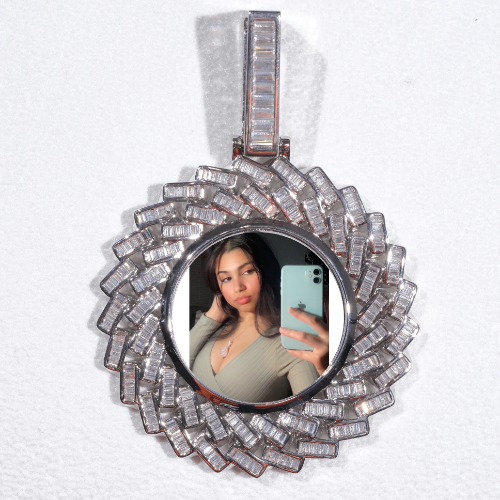 Large 3D Baguette Custom Picture Pendant