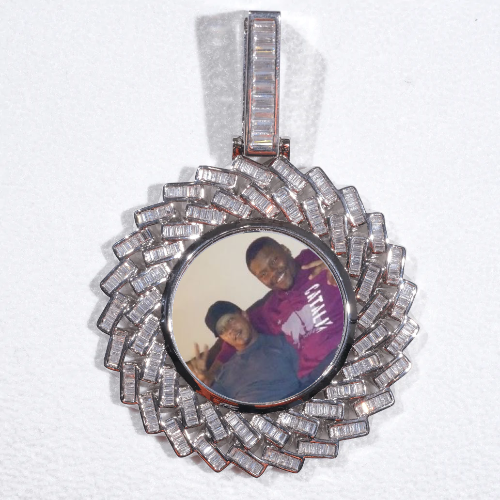 Large 3D Baguette Custom Picture Pendant
