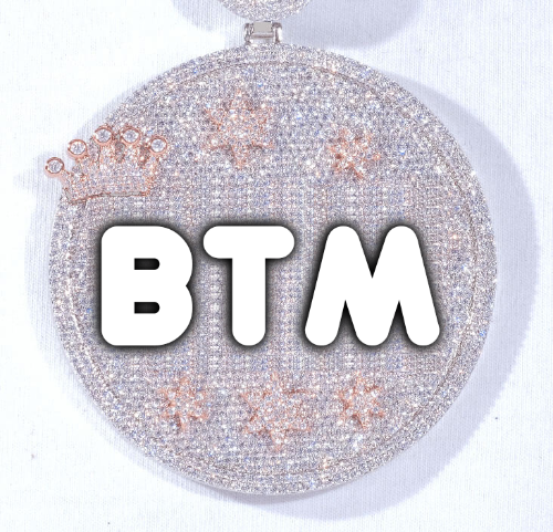 CUSTOM LETTER NECKLACE 3D BIG CROWN DISC