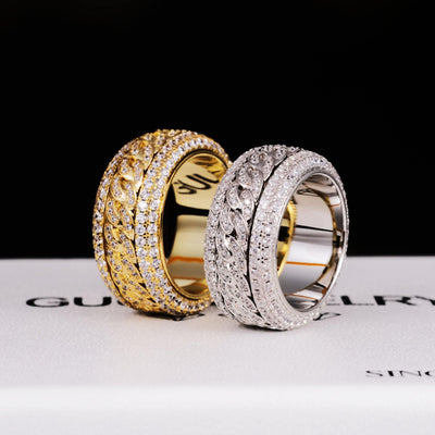 Rotatable 5-Layer Iced Cuban Ring - The GUU Shop