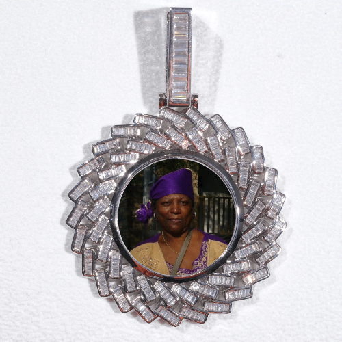 Large 3D Baguette Custom Picture Pendant