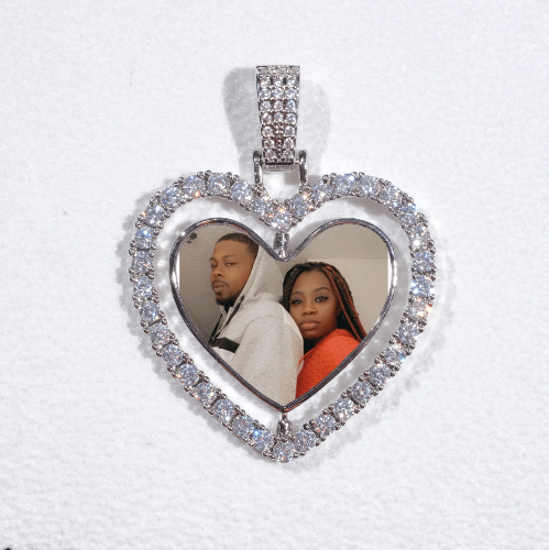 3D Spinning 2-Faced Heart Custom Picture Pendant