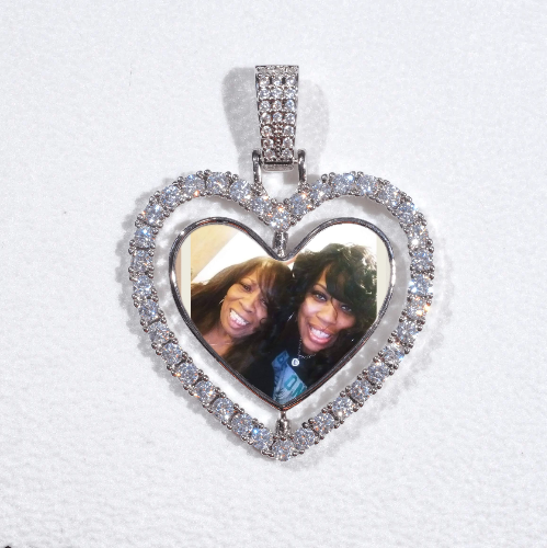 3D Spinning 2-Faced Heart Custom Picture Pendant