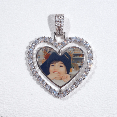 3D Spinning 2-Faced Heart Custom Picture Pendant