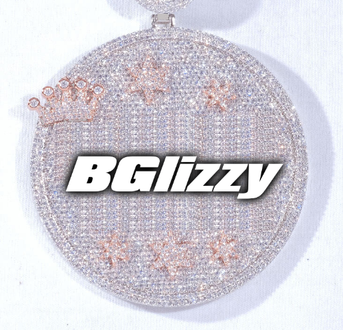 CUSTOM LETTER NECKLACE 3D BIG CROWN DISC