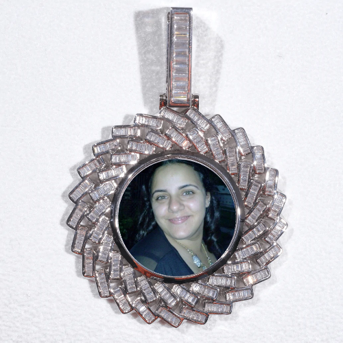 Large 3D Baguette Custom Picture Pendant