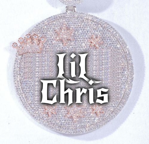 CUSTOM LETTER NECKLACE 3D BIG CROWN DISC