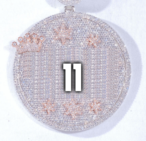CUSTOM LETTER NECKLACE 3D BIG CROWN DISC