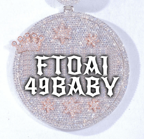 CUSTOM LETTER NECKLACE 3D BIG CROWN DISC