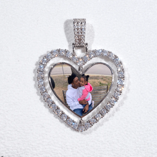 3D Spinning 2-Faced Heart Custom Picture Pendant