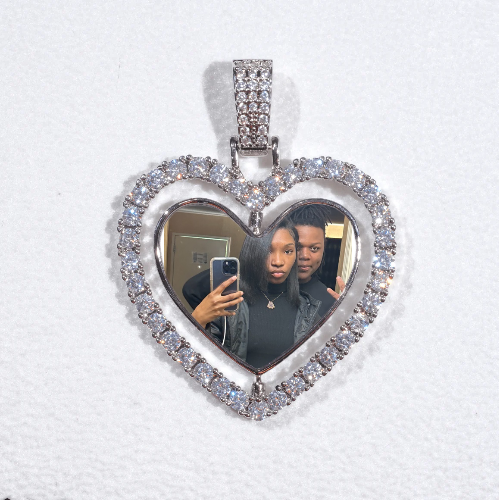 3D Spinning 2-Faced Heart Custom Picture Pendant