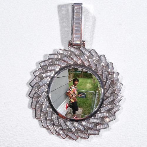 Large 3D Baguette Custom Picture Pendant